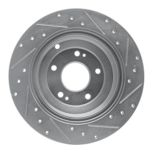 Hyundai Genesis Coupe Brake Rotor (1) - Rear Left - R1 Concepts - Drilled & Slotted - Silver - `10-`16